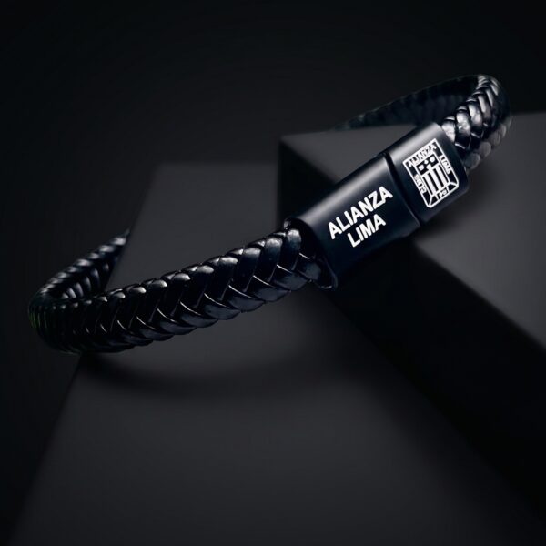 Pulsera Alianza Lima: Cuero Trenzado Black