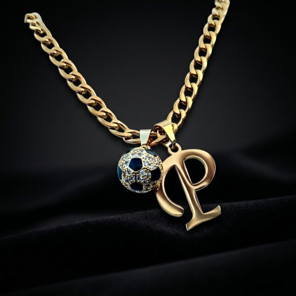 Collar Gold Elite: Balón de Brillantes e Inicial Personalizada