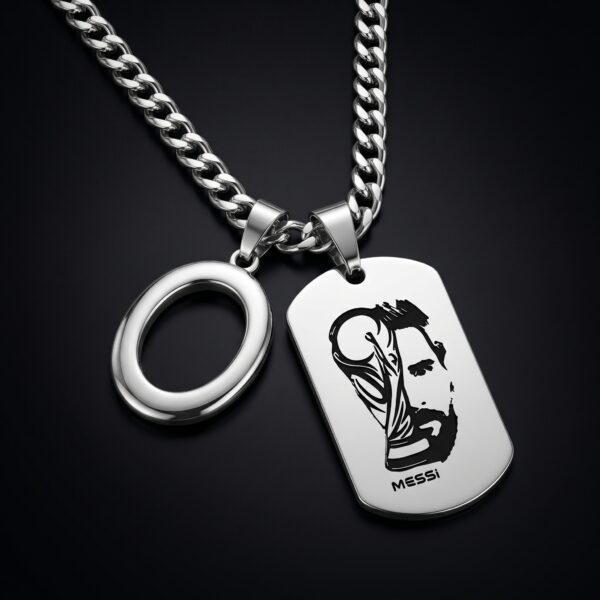 Collar Messi Acero Inoxidable + Inicial